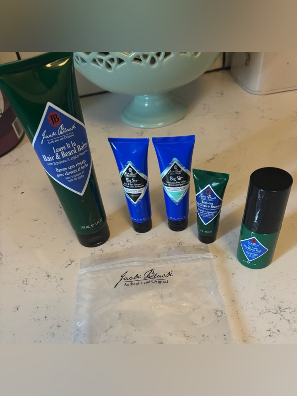 Jack Black NWT hair and beard balm with deluxe sample set